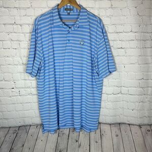 Peter Millar Summer Comfort Blue‎ Striped Performance Polo size XXL Overbrook